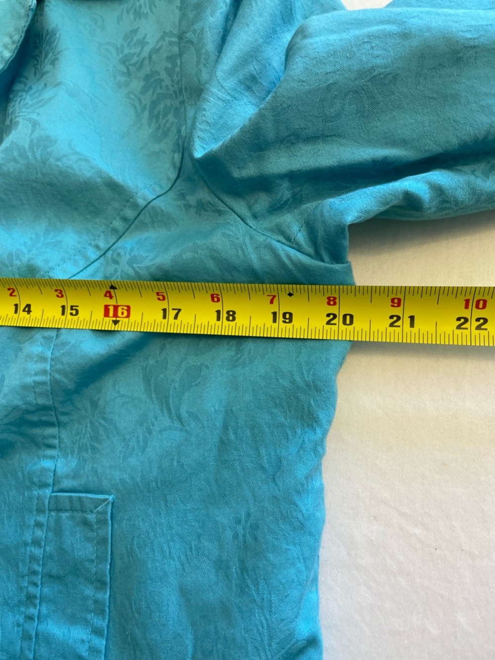 Vintage Carroll Reed Petite Turquoise Floral Damask Cotton Blazer Women’s 14P - Picture 4 of 8